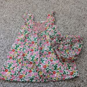 Floral Pink and Green Baby Dress with Bloomers